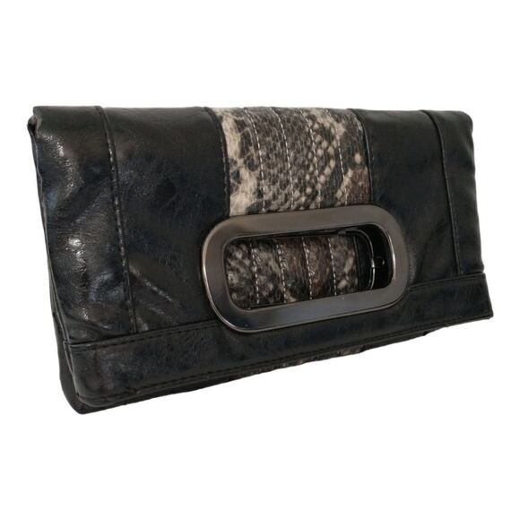 Y2K Cache Clutch Bag Purse Envelope Animal Print Handbag Vegan Leather Vtg 90s. - Picture 5 of 16